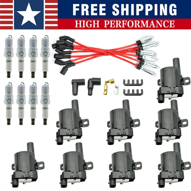 8 IGNITION COIL+SPARK Plug+Wireset For Chevy Silverado 1500 2500 GMC