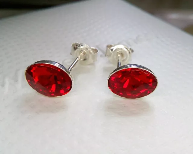 WARREN JAMES STUD earrings New 925 silver red oval 8.00 PicClick UK