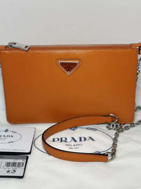 PRADA Mini Bandoliera In Pelle City Calf Chain Crossbody Bag - Nero