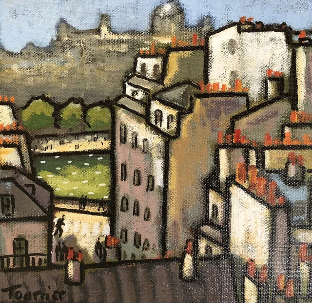 Tableau Peinture Paris vue sur la seine Tourrier