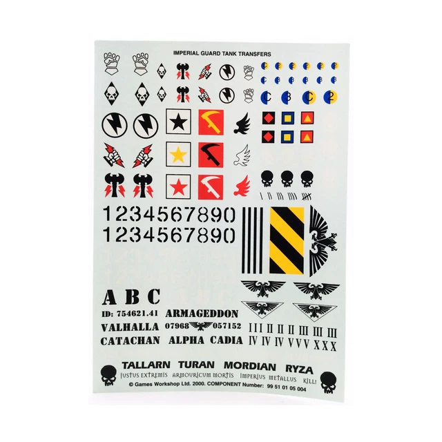 GAMES WORKSHOP 40K Imperial Guard Plastic Imperial Guard Tank Transfers GAMES WORKSHOP 40K Imperial Guard Plastic Imperial Guard Tank Transfers