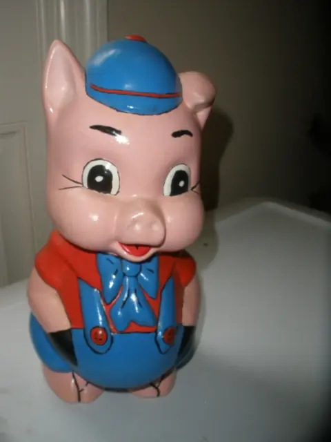 Vintage Ceramic Hand Painted Pig Piggy Bank EUC 10"