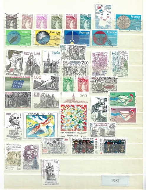 Lot de timbres gommés des années 1980 (174 unités) cote 92€50; 7 scans
