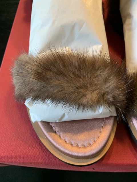 Nuovo Auth Valentino Garavani Visone Pelliccia Caviglia Cinturino Donna Con Shoe 2