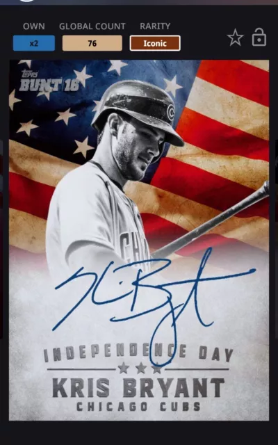Topps Bunt 2016 Independence Day Signature Iconic 76cc Kris Bryant Cubs 🔥