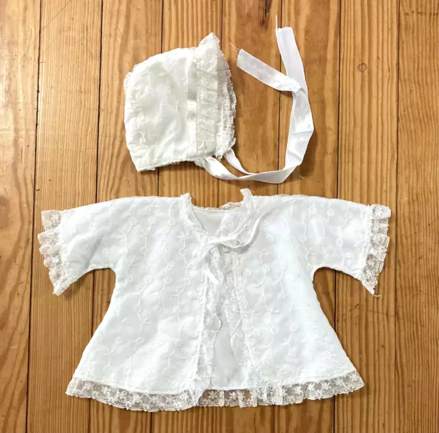 Vintage  Baby Infant Baptismal Christening Embroidered Jacket Lace Ruffled Bows