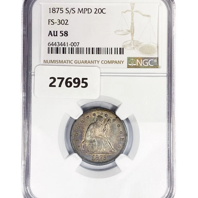 1875-S/S Twenty Cent Piece Coin NGC AU58 FS-302