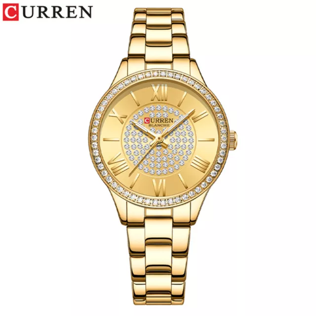 Orologio CURREN Donna Al Quarzo Quadrante Strass Ufficio Ragazza Orologio Da Polso Donna