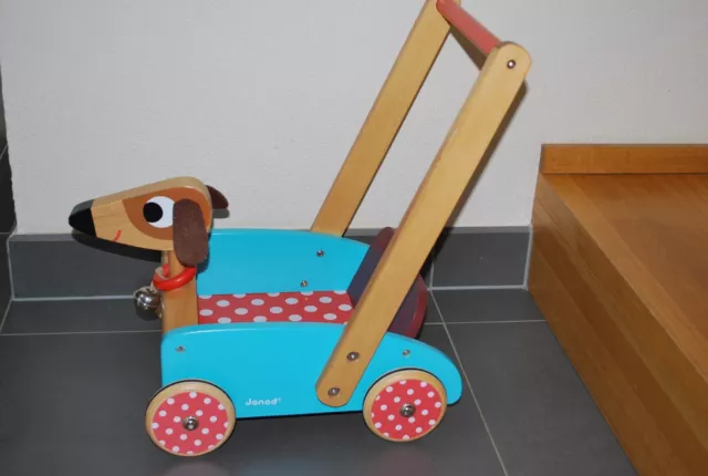 TOP!!! Kinder Lauflernwagen Laufwagen Janod Lernwagen Laufrad Hund Holzspielzeug