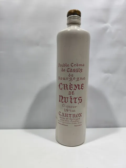 Ancienne Bouteille vide Double Crème de Cassis de BourgogneBouteille Céramique