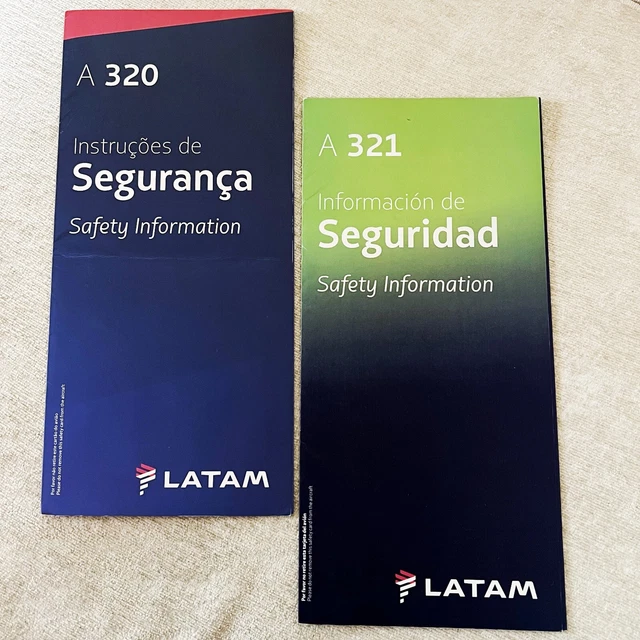 LATAM AIRBUS A320 & A321 Aircraft Airline Safety Card Set 19.04 PicClick