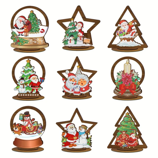 Diamant Zeichnung DIY Weihnachten Holz Dekor Desktop Geschenk Handwerk Anhänger
