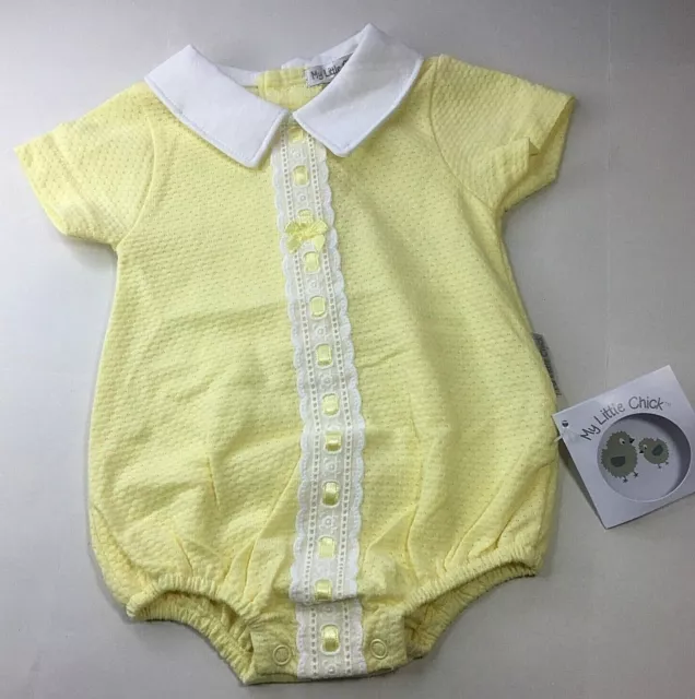 Romper fiocco pizzo limone bambina stile rom spagnolo bambina nuovo con scatola 0-3 3-6 m
