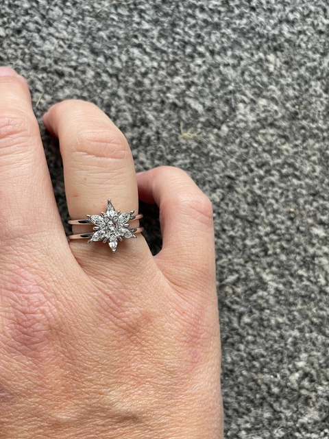 OLIVIA BURTON SILVER Crystal Snowflake Ring size O with box 25.00 PicClick UK