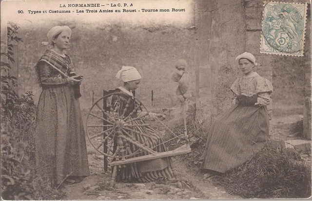 CPA 14. LA NORMANDIE.TURN MY WHEEL....TYPES.....WRITTEN.IN 1901.TBE.(ref 93)