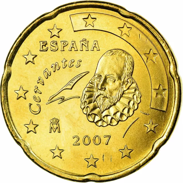 [#698848] Spanien, 20 Euro Cent, 2007, UNZ, Messing, KM:1071