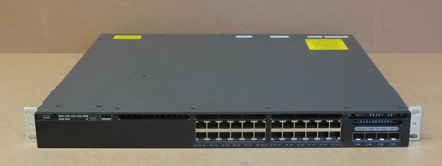 CISCO WS-C3650-24PS-S 24 Port Gigabit POE+ IP Base L3 Manage 1U Switch ...