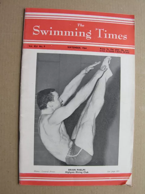 1964 SWIMMING TIMES Brian Phelps, Malcolm Tucker Millfield Pool, Beulah Gundling