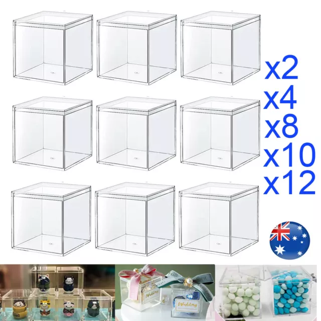 Clear Acrylic Display Case Square Cube Dustproof Gift Box Collectibles Model Lid