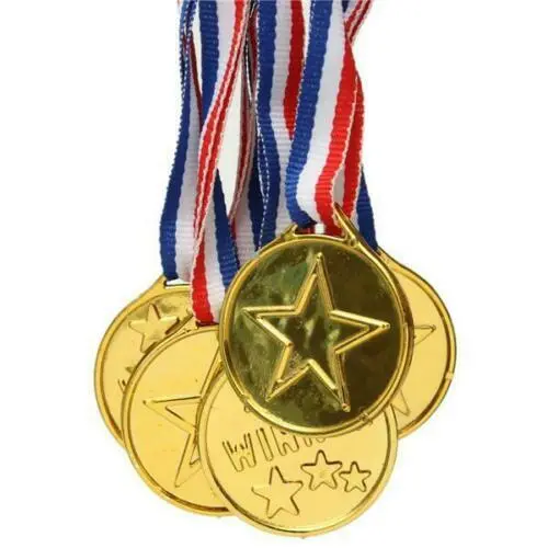 Kinder Kinder Gold Kunststoff Gewinner Medaillen Sport Tag Party Tasche Preis Auszeichnungen Spielzeug 5