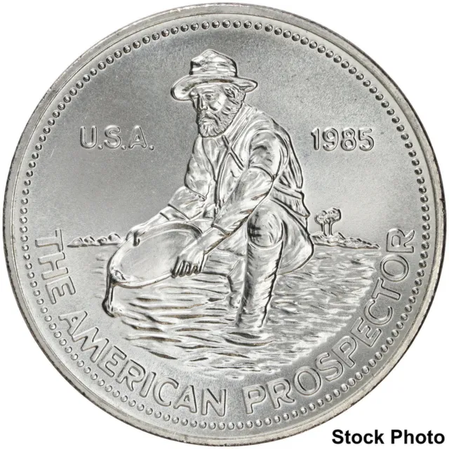 Vintage 1985 Engelhard American Prospector 1 oz .999 Fine Silver Art Round