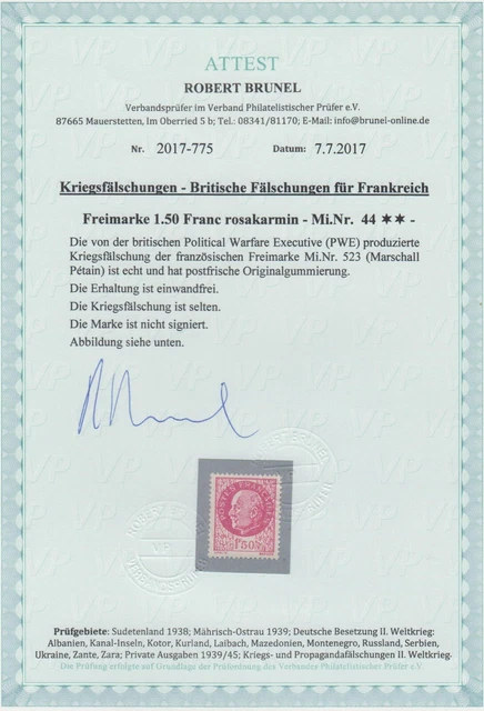 Kriegs- und Propagandafälschungen, Frankreich, Minr, 38 - 47, postfrische