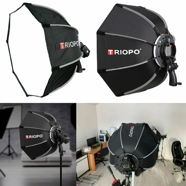 Paraguas Triopo 65 cm Linterna Empuñadura de mano Speedlight Flash Octágono Softboxes Caja
