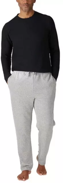 Mens Eddie Bauer 2-Pack Lounge Set Thermal Shirt Fleece Pants Pajama Black L