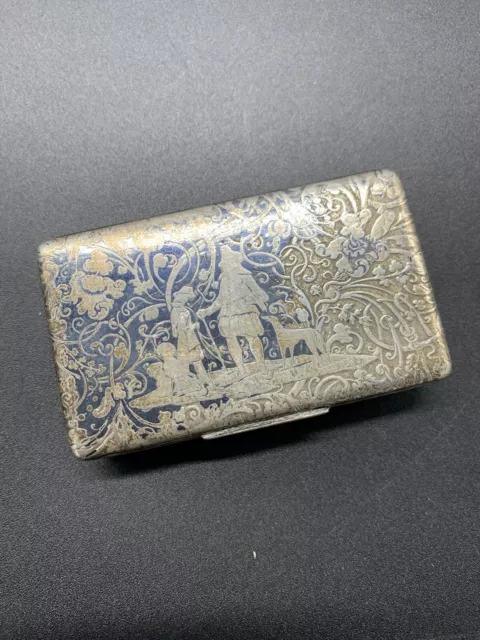 Ancienne Tabatiere En Argent Niellé Poincon Vieillard XIX Eme Snuff Box Tabac