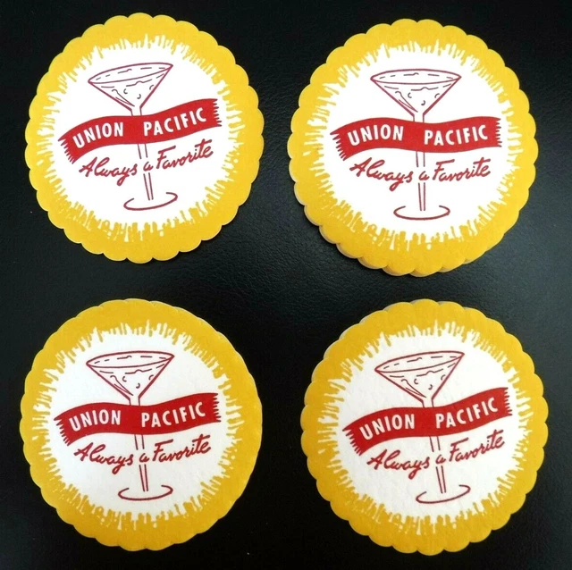 Set of 20 Vtg 1940's UNION PACIFIC RAILROAD Train COCKTAIL DRINK COASTERS RR