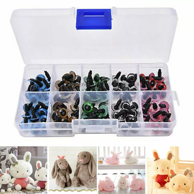 100 Plastic Safety Eyes Toys for Teddy Bear Doll Animal Making Craft DIY Screws