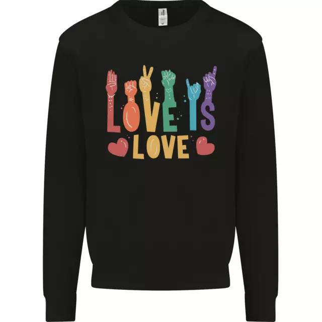 LGBT Sign Language Love Is Gay Pride Day Mens Sweatshirt Jumper