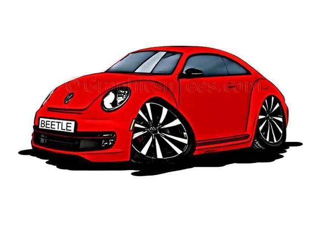 Figurine VW Coccinelle (Beetle) Caricature Orange - échelle 1:40, Occasion, Plastique