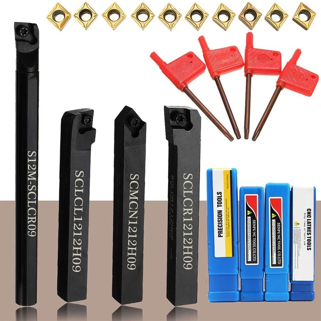 4Set 12mm Tige Tournant Tour Outil Support de Forage Barre + 10 Carbure Lame Non