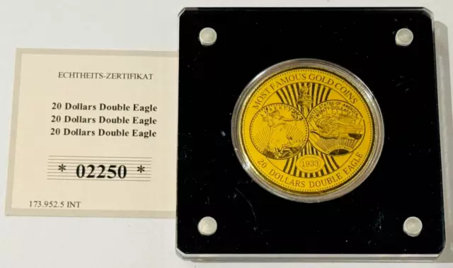 Goldmünze / 20 Dollar Double Eagle PP  /  999/1000 Feingold +Zertifikat