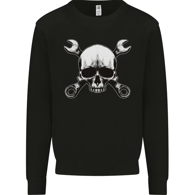 Spanner Skull Mechanic Car Biker Motorbike Mens Sweatshirt Jumper