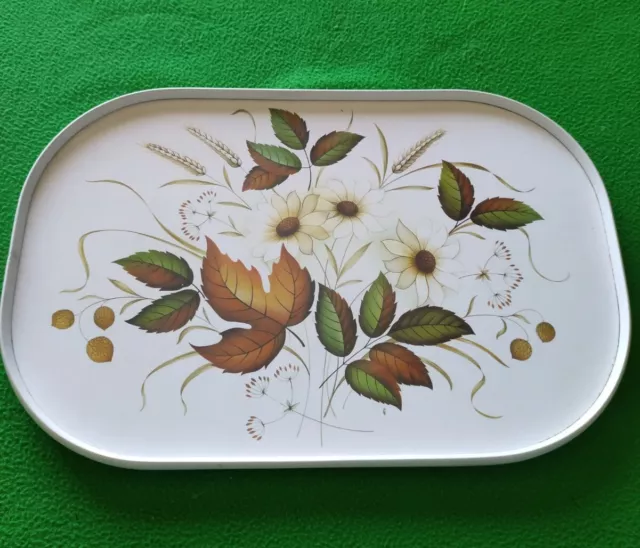 Vintage cloverleaf Autumn Pattern Melamine Tea tray Retro Made in UK