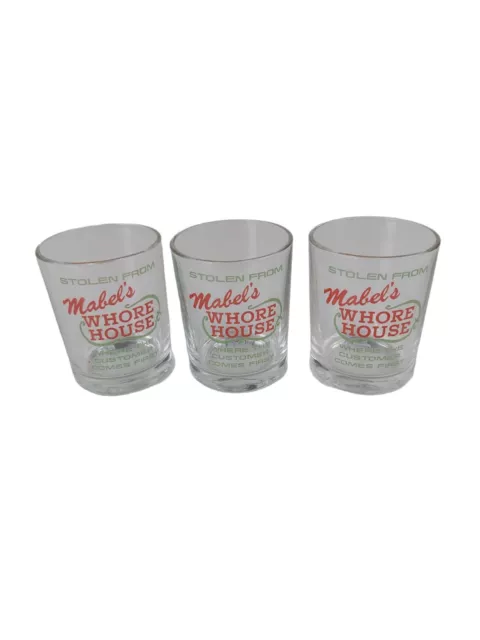 Vintage Shot Glass Stolen From Mabels Whore House Las Vegas Lot Of 3 New