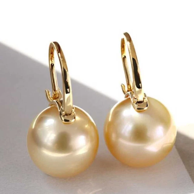 Lucky 12MM Champagne Shell Pearl Stud Earrings CARNIVAL Party Fashion Jewelry