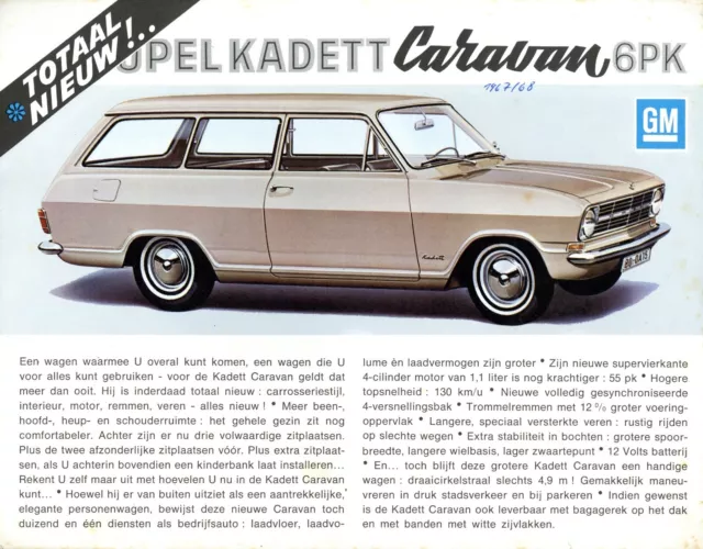 Opel Kadett B Caravan Prospekt 1967 BE Belgian FL brochure prospectus catalog