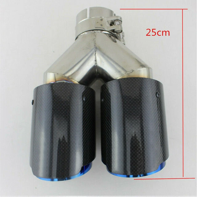 Tubo Coda Universale Auto Doppia Fibra di Carbonio Fodera Scarico Stile Gola