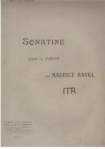 Sonatine pour le piano [Relié] Maurice Ravel