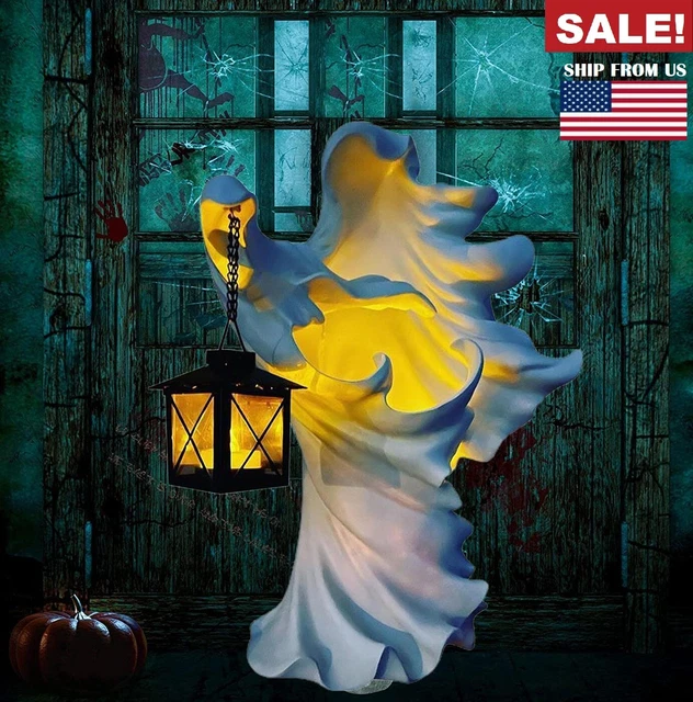 CRACKER BARREL GHOST Witch Messenger Lantern Ghost Statue Ornament