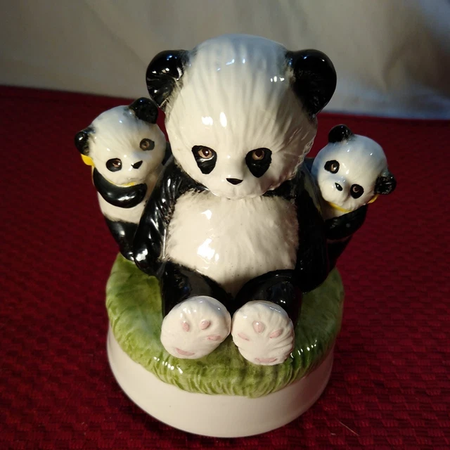 VINTAGE OTAGIRI CERAMIC Music Box 3 Pandas Japan Excellent 28.99