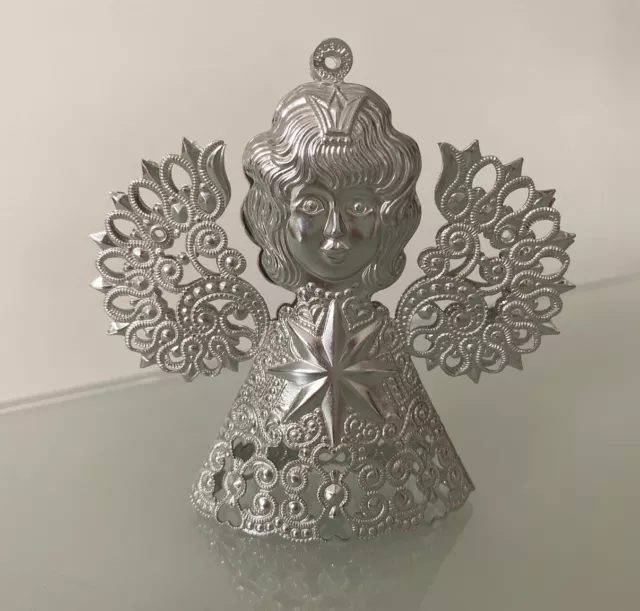 Alter Christbaumschmuck Weihnachtsschmuck Engel ECKARTINA Metall silber 1912/21