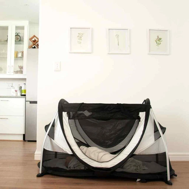 DERYAN Pop-Up-Reisebett mit Moskitonetz PeuterBox Silbern DERYAN