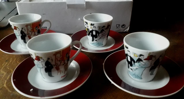 Service à café Maxim's de Paris neuf 4 tasses et soucoupes avec boîte d'origine
