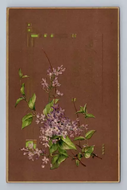 Antiqe Arts & Crafts Postcard Purple Flowes ~ Greenford Ohio Cover 1907