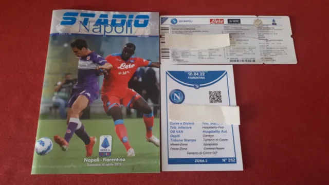 Biglietto Pass Team Sheet Match Program Stadio Napoli Fiorentina 2-3  10 -4-22