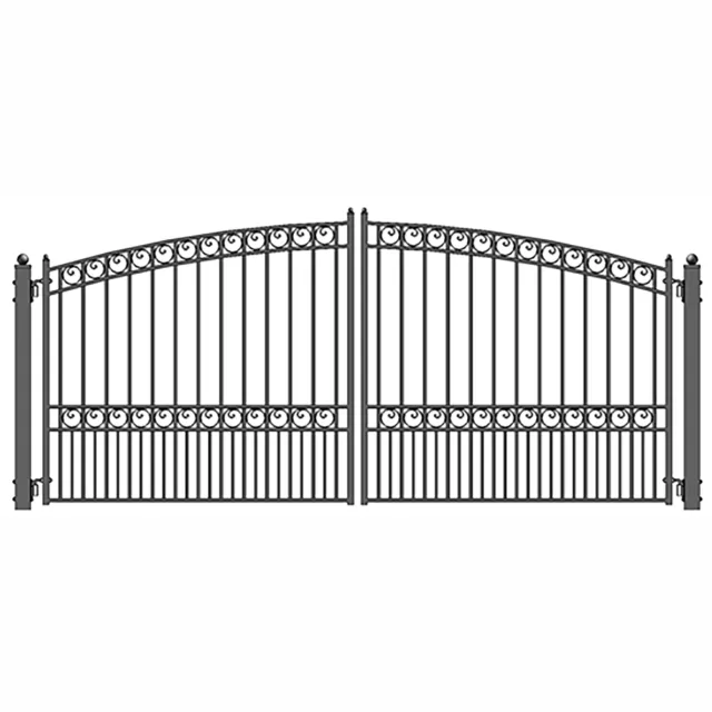 ALEKO Ornamental  Garden Paris Style 18 ft Dual Swing Steel Driveway Gate Black